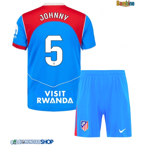Maglie da calcio Atletico Madrid Johnny Cardoso #5 Terza Maglia Bambino 2025-26 Manica Corta + Pantaloni corti)